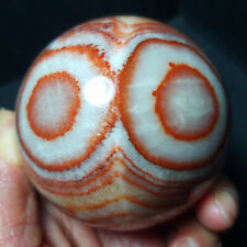 TOP 502G Natural Polished Red line Stone Agate Crystal Ball Healing  A3645 picture
