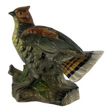 Vintage Mid Century Shafford Porcelain Grouse Figurine on Log Signed Collectible picture
