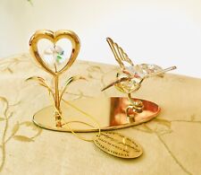 Mascot Hummingbird & Heart 24k Gold Plated Austrian Crystals Birthday Gift Girls picture