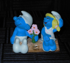 Vintage 1982 SMURF and SMURFETTE Ceramic Porcelain FIGURINE Wallace Barrie & Co. picture