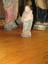 India Goa 18th-19th c wood Santos of Mary with child RARE Sm Hand Carved fine 3