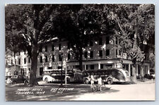 Vintage RPPC Grinnell IA Monroe Hotel Bus Station Bicycles to Columbus WI P14 picture