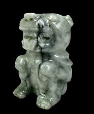 Important Carved Jadeite Jade Seated Figure Of Jaguar Mayan Style Pre Columbian  picture