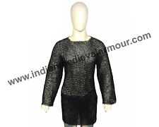 Black Finish Butted Custom Medieval Armor Chainmail 10 mm Round Ring Hauberk picture