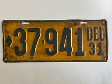 1931 Delaware License Plate All Original Paint picture