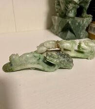 Vintage Chinese Jade Stone Carved Dragon Belt Garment Hook Set Of Two China 3