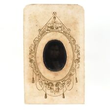 Mysterious Dark Figure Cartouche Tintype c1870 Antique 1/9 Plate Photo A3837 picture