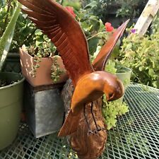 Vtg Wood Hand Carved Wood Eagle OOAK Statue Figurine Rare Wall Hanging USA Art picture