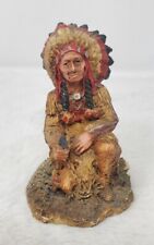 1995 Indian Chief Warrior 4” x 3” Resin Cast Figurine Vintage Native American picture