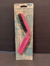 NOS Vintage 1970's 1975 PRO 32 Pink Folding Comb & Brush Made in USA  picture