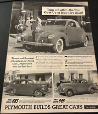 1939 Plymouth Model Range - Vintage Original Print Ad / Wall Art - VERY NICE picture