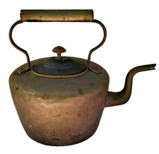 Vintage Antique Georgian Style Solid Copper Brass Tea Kettle Tea Pot Large M17 picture