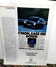 1987 Valvoline Motor Oil BMW Car Original Print Ad vintage 80s picture