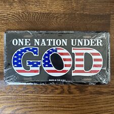 Car Vanity License Plate “One Nation Under God” Made In USA Flag HangTime picture
