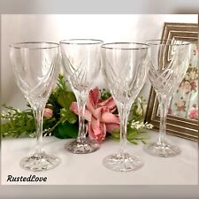Lenox Debut Platinum Wine Glasses Vintage Blown Glass Lenox Stemware 4 Pcs * picture