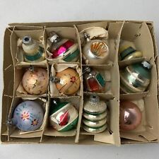 12 Vintage Poland Shiny Brite Minature Indent Mercury Glass Christmas Ornaments picture