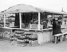 1939 Hamburger Stand, County Fair, Texas Vintage Old Photo 8.5