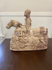 Vintage Antique Carved Soapstone Horse Sculpture Rider Maccabee Spanish picture