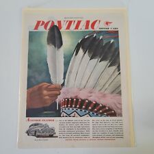 Vintage 1946 Pontiac Native American Head Bonnet Car Auto Ad picture