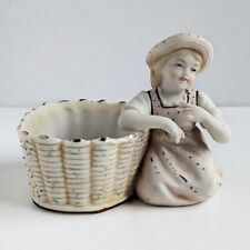 VTG Bisque Girl with Basket Figurine Arnart Japan 1950s Very Good Condition picture