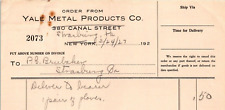 1927 Yale Metal Products Co Order Form STRASBURG PA K45 picture
