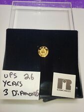 26 Year Safe Driver UPS Employee Service Award Pin 3 Diamonds Tie Tack 1/10 10K picture