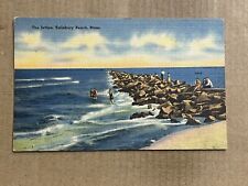 Postcard Salisbury Beach MA Massachusetts Swimming Beach Jetties Breakwater picture