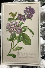vintage 19th century Christmas greeting card purple flowers Victorian picture