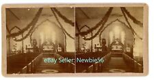Medina NY- INTERIOR ST JOHNS CHURCH - CHRISTMAS 1881 - Stereoview Orleans County picture