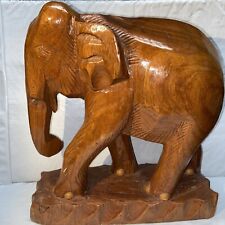 Vintage Hand-carved Wooden Elephant Statue Figurine, beautiful Solid 10x10x4 picture