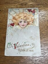 Antique Samuel L. Schmucker? Valentine Post Card Glamour Girl Spider Web of Love picture