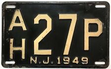 New Jersey 1949 License Plate AH 27 P Atlantic County in Good Condition picture