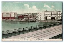 c1910's View From Girder Bridge Scene Rockford Illinois IL Unposted Postcard picture