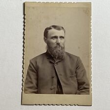 Antique Cabinet Card Photograph Charming Mature Man Beard NY picture