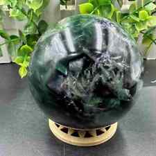 515g Natural Feather Fluorite Quartz Sphere Crystal Ball Reiki Healing Decor  picture