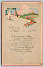 Wishing You A Happy Birthday Poem Vintage Postcard picture