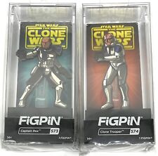 FiGPiN Star Wars The Clone Wars Captain Rex #573 & Clone Trooper #574 Set of 2 picture