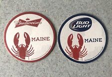 2 (TWO) Budweiser Bud Light Maine State Lobster  Beer Coasters - NEW picture