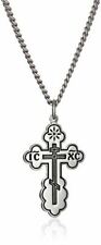 Sterling Silver 1 1/8 Inch Orthodox Cross with Black Enamel picture