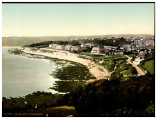 Cornwall. Falmouth. The Beach. Vintage photochrome by P.Z, photochrome Zurich ph picture