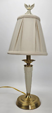 Quoizel Lenox Brass Table Lamp with Original Shade Vintage Porcelain Angel Toppe picture