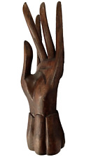 8” Hand Carved Wooden Hindu Buddhist Prayer HAND w/FINGERS Jewelry Ring Holder picture