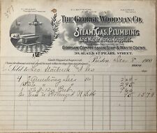 1900 BILLHEAD~THE GEORGE WOODMAN CO. PEARL ST. BOSTON. STEAM, GAS AND PLUMBING picture