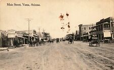 1912 ARIZONA PHOTO POSTCARD: STORES & ANTIQUE CARS ON MAIN STREET YUMA, AZ picture