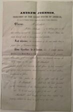 Andrew Johnson Pardon for confederate insurrectionist - signed with stamp picture