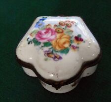 Antique Signed Limoges France Floral Hinged Porcelain Trinket Box picture