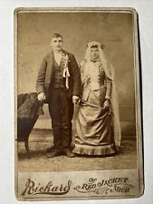 RED JACKET MICHIGAN Wedding Couple antique Cabinet Card Photo BRIDE GROOM picture