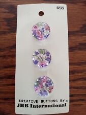 Beautiful Vintage Buttons Clear Pink Purple Floral JHB International Made Taiwan picture