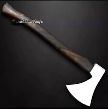 HANDMADE HIGH CARBON STEEL HIGH POLISH AXE WITH LEATHER SHEATH picture