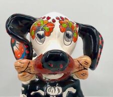 VTG Mexican Folk Art Día de Muertos Dachshund Dog W/Bone 11